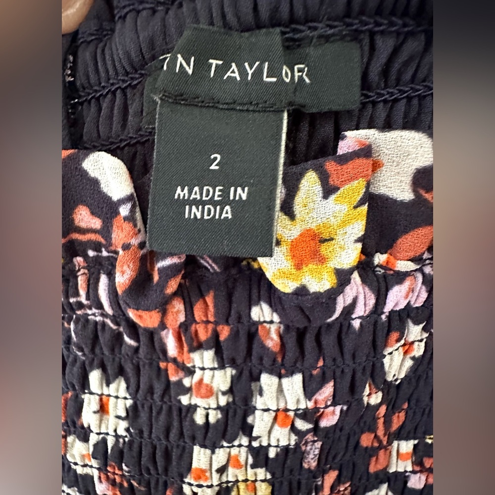 Ann Taylor Floral Smocked Maxi Dress - Night Sky (EUC, Size 2) - Picture 7 of 7